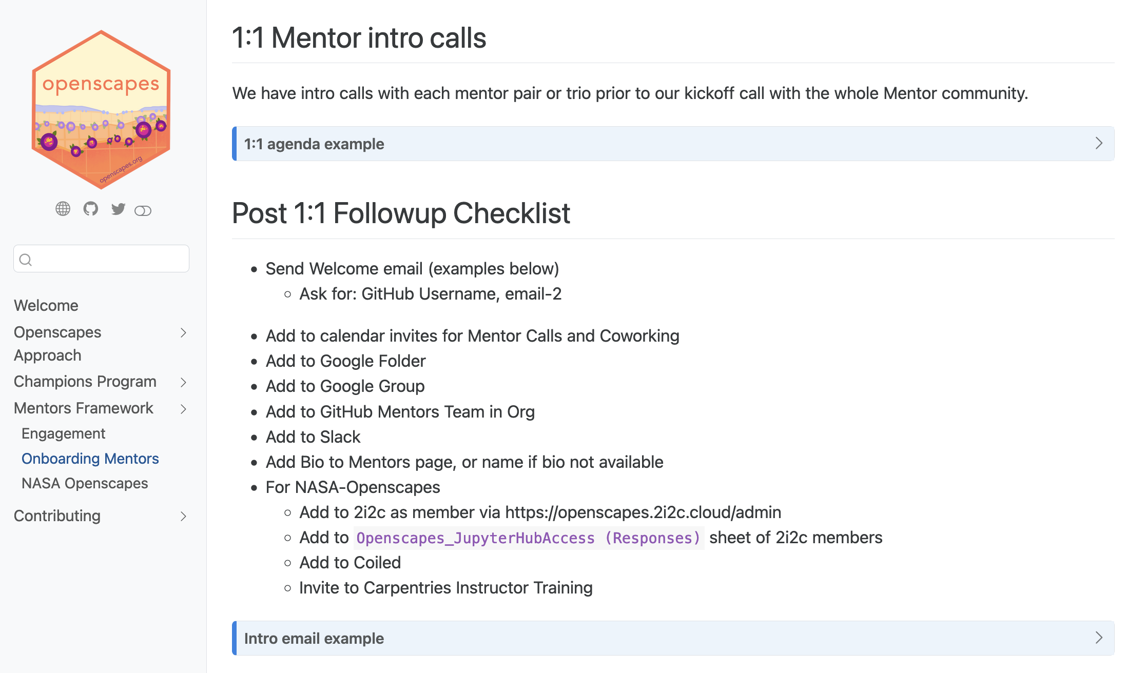 Screenshot of a Quarto site that is a guide of the Openscapes Approach