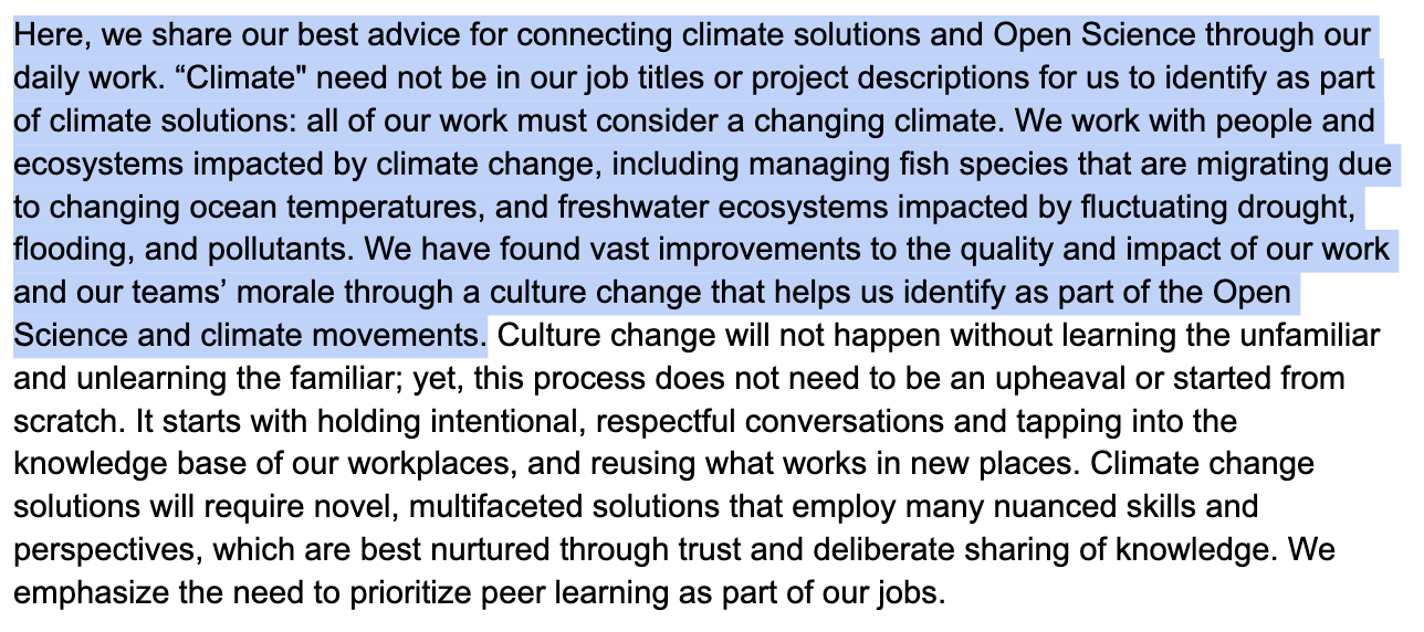 Screenshot of text in a Google Doc that is highlighted half-way, with the last line of highlighing ending at the end of one sentence.